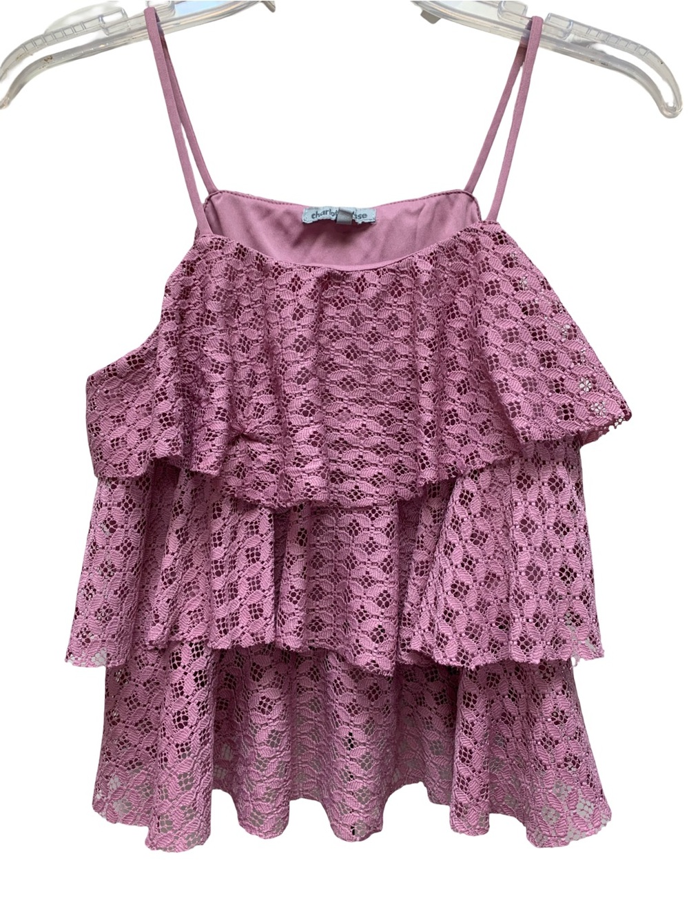 Charlotte Russe Mauve Pink Lace Tiered Camisole
